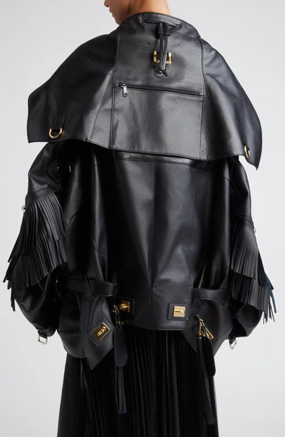 Shop Junya Watanabe Oversize Faux Leather Jacket In Black