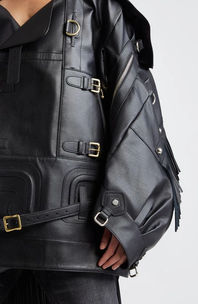 Shop Junya Watanabe Oversize Faux Leather Jacket In Black