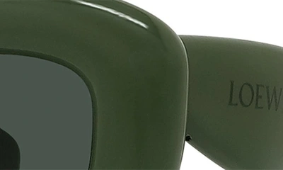 Shop Loewe Inflated 47mm Butterfly Sunglasses In Shiny Dark Green / Green
