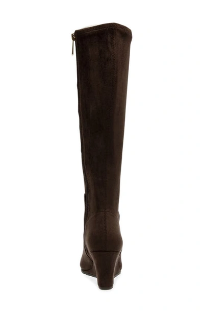 Shop Anne Klein Valonia Wedge Knee High Boot In Dark Brown