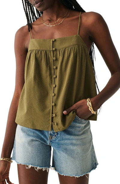 Shop Faherty Marina Seersucker Camisole In Military Olive