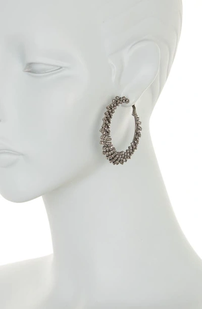 Shop Tasha Crystal Graduated Hoop Earrings In Hematite