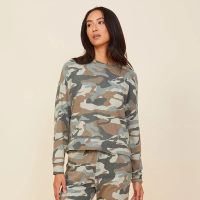 Monrow Camo Boxy Sweatshirt In Green Grey