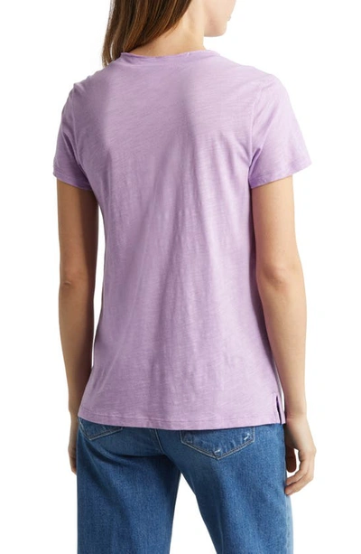 Shop Caslon V-neck Short Sleeve Pocket T-shirt In Purple Sheer