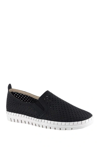 Shop Easy Street Fresh Perforated Slip-on Sandal In Black Matte