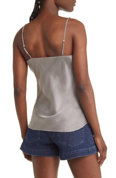 Shop Frame Stripe V-neck Silk Camisole In Espresso Multi