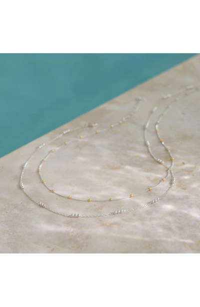 Monica Vinader Mixed Metal Beaded Chain Necklace In Silver