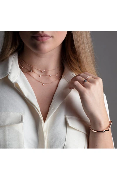 Monica Vinader Rose Gold Plated Vermeil Silver Fiji Tiny Diamond Button Single Drop Necklace In Rose Gold