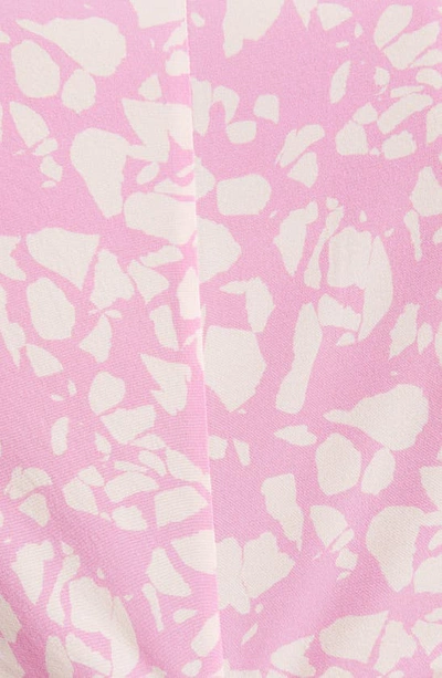 Shop Isabel Marant Lara Ruched Long Sleeve Flounce Hem Stretch Silk Dress In Pink
