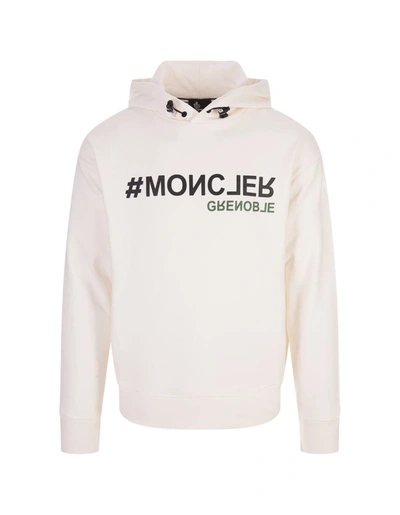 Shop Moncler Grenoble Logoed Hoodie In In White