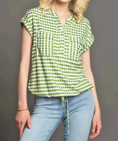 Eva Franco Nico Gingham Top In Green In Green