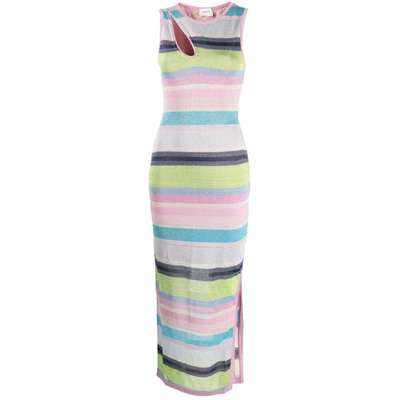 Suboo Zephyr Striped Maxi Dress In Green/pink