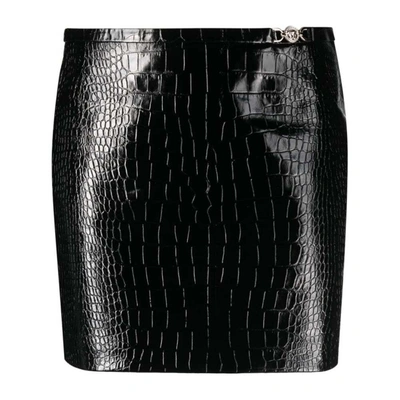 Shop Versace Leather Skirts In Black