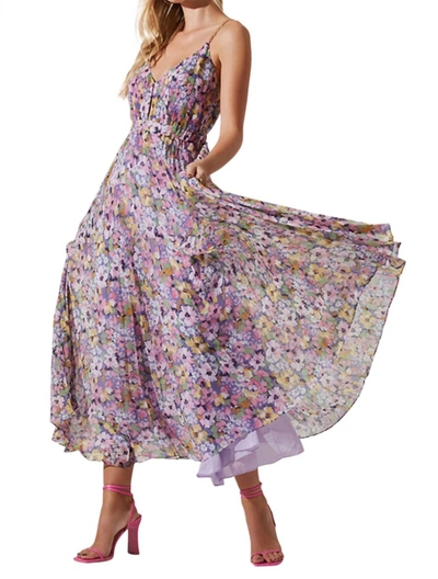 Shop Astr Loralee Dress In Purple Floral In Multi