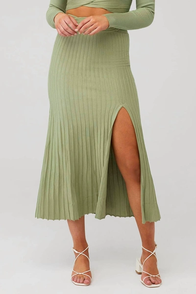 Shop Sovere / Inertia Knit Midi Skirt In Green Tea