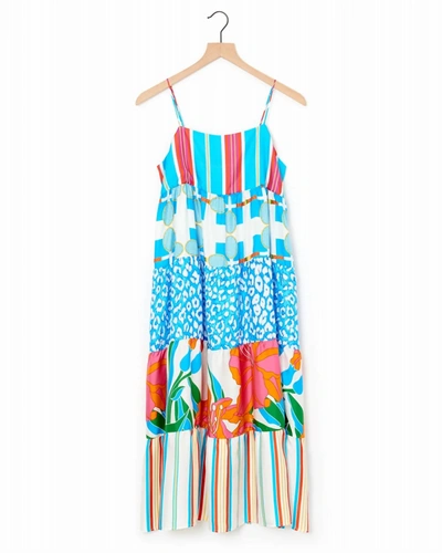 Shop La Prestic Ouiston Fidji Dress In Turquoise Rayures In Multi