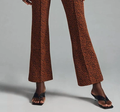 Shop Eva Franco Margot Kick-flare Cropped Pants In Brown Motif In Multi