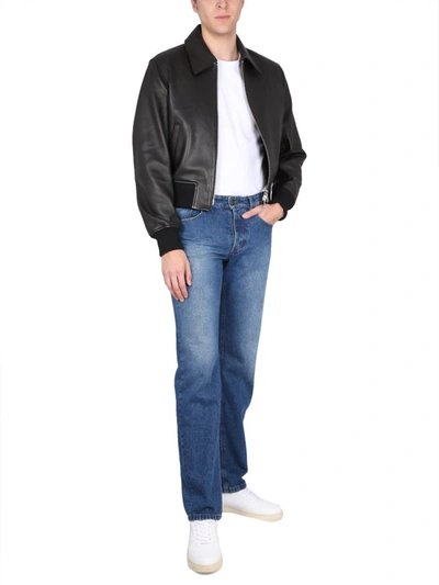 Shop Ami Alexandre Mattiussi Ami Paris Leather Jacket Unisex In Black