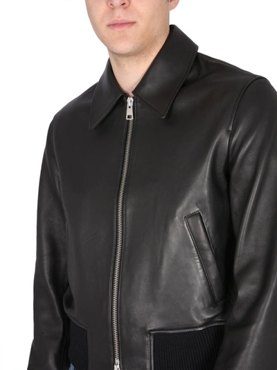 Shop Ami Alexandre Mattiussi Ami Paris Leather Jacket Unisex In Black