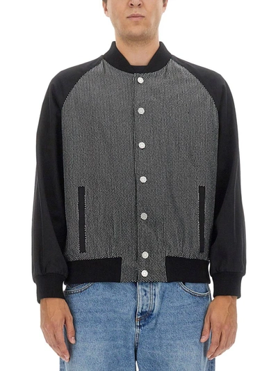 Balmain Black Cotton Denim Bomber Jacket