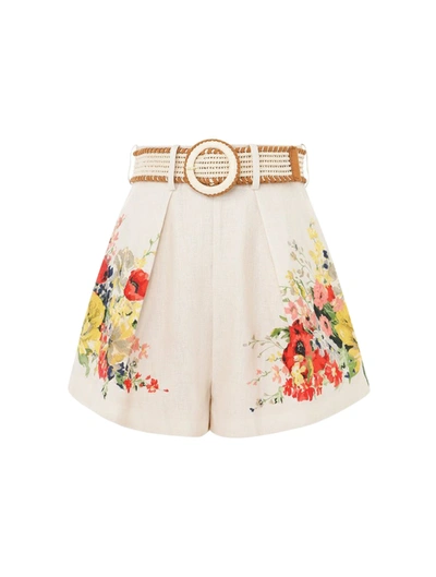 Shop Zimmermann Linen Shorts In Multicolour