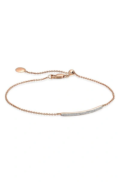 Shop Monica Vinader Skinny Diamond Bracelet In Rose Gold