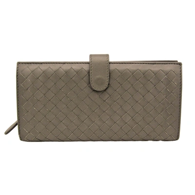 Shop Bottega Veneta Intrecciato Grey Leather Wallet  ()