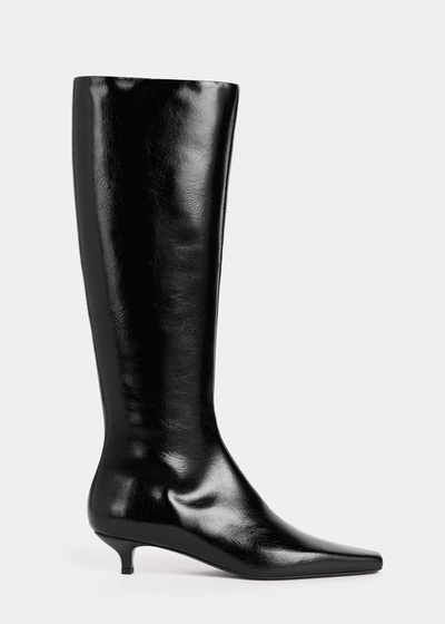 Shop Totême The Slim Knee-high Boot Black Patent
