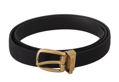 Shop Dolce & Gabbana Black Grosgrain Canvas Gold Metal Buckle Belt