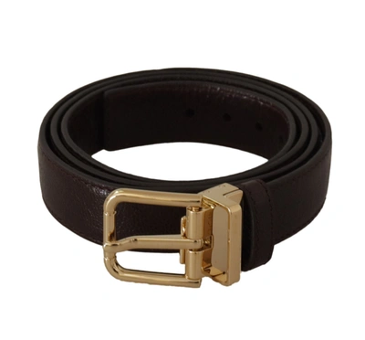 Shop Dolce & Gabbana Brown Leather Gold Metal Buckle Belt