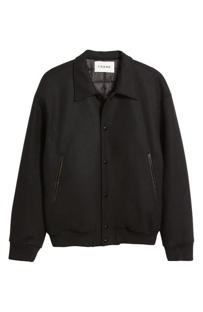 Shop Frame Wool Varsity Jacket In Black