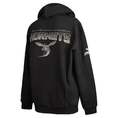 Shop Fisll Black Delaware State Hornets Puff Print Sliced Pullover Hoodie