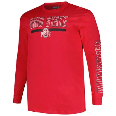 Shop Profile Scarlet Ohio State Buckeyes Big & Tall Two-hit Graphic Long Sleeve T-shirt