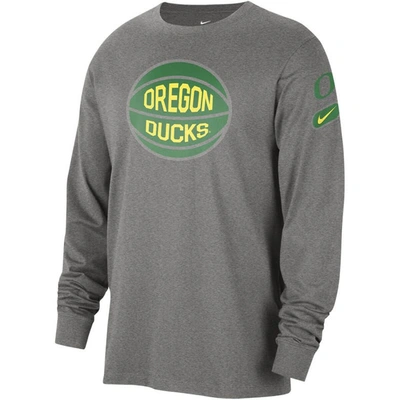 Shop Nike Heather Gray Oregon Ducks Fast Break Long Sleeve T-shirt