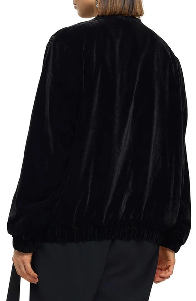 Shop River Island Embellished Velour Bomber Jacket In Black