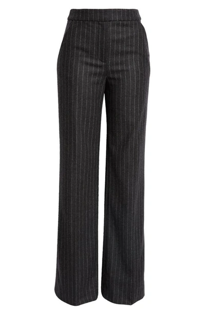 Shop Veronica Beard Tonelli Pinstripe Wool Blend Pants In Charcoal Multi