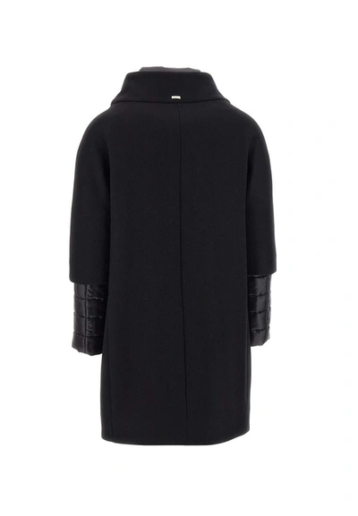 Shop Herno Wool Blend Coat In Black