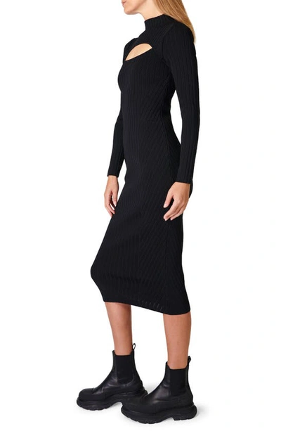 Shop Sweaty Betty Cutaway Long Sleeve Knit Midi Dress In Black