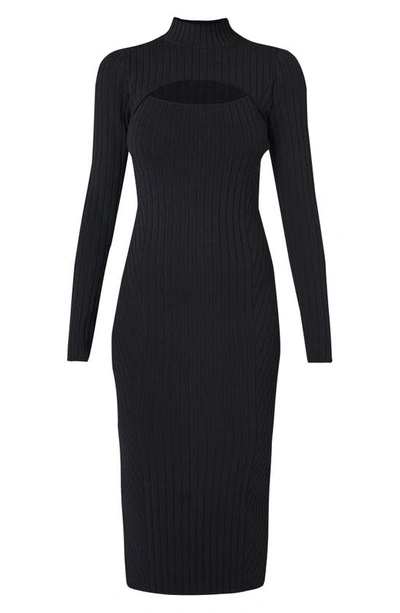 Shop Sweaty Betty Cutaway Long Sleeve Knit Midi Dress In Black