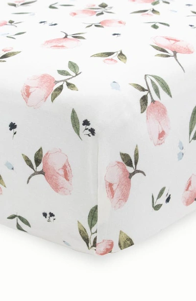 Little Unicorn Knit Crib Sheet In Watercolor Floret