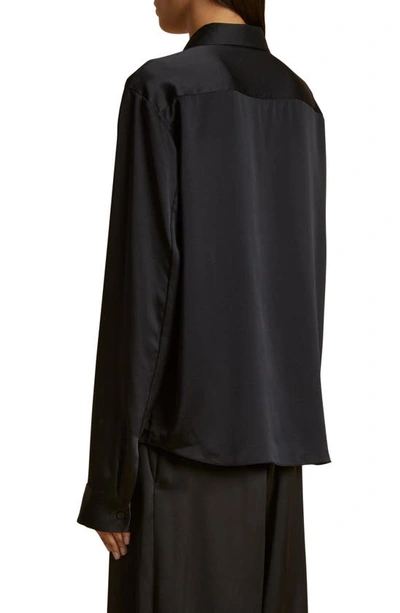 Shop Khaite Argo Button-up Silk Shirt In Black