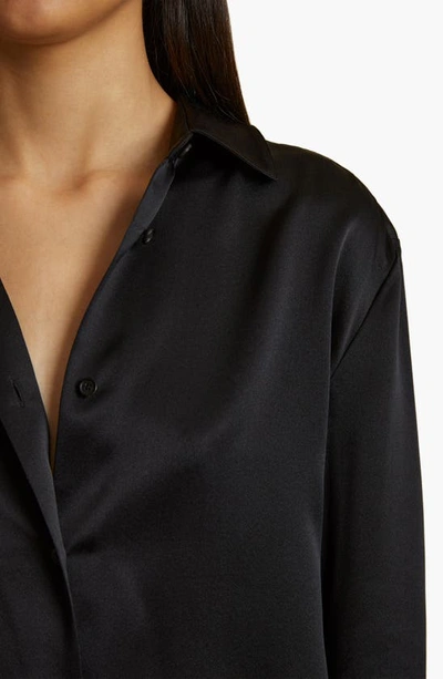 Shop Khaite Argo Button-up Silk Shirt In Black