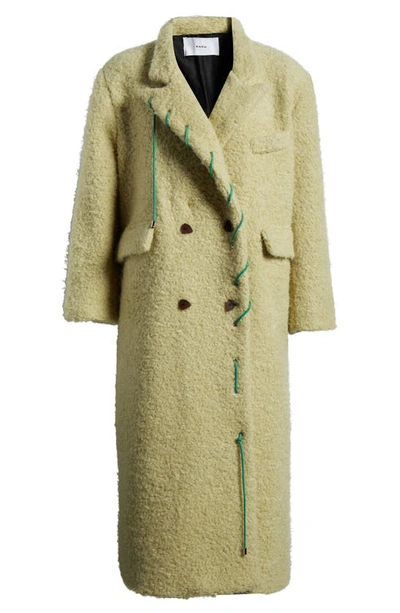 Shop Kkco Moss Longline Wool Blend Coat In Dried Eucalyptus