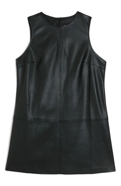 Shop River Island Sleeveless Faux Leather Shift Dress In Black