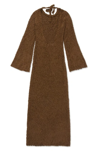Shop Honor The Gift Long Sleeve Cotton Knit Maxi Dress In Brown