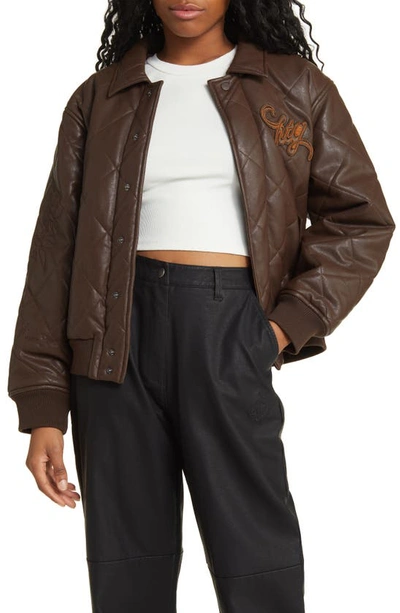 Shop Honor The Gift Quilted Bomber Jacket In Brown