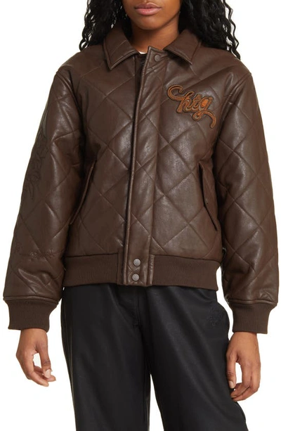 Shop Honor The Gift Quilted Bomber Jacket In Brown