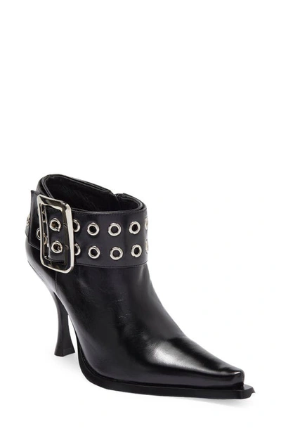 Shop Jeffrey Campbell Elite Pointed Toe Bootie In Black Silver