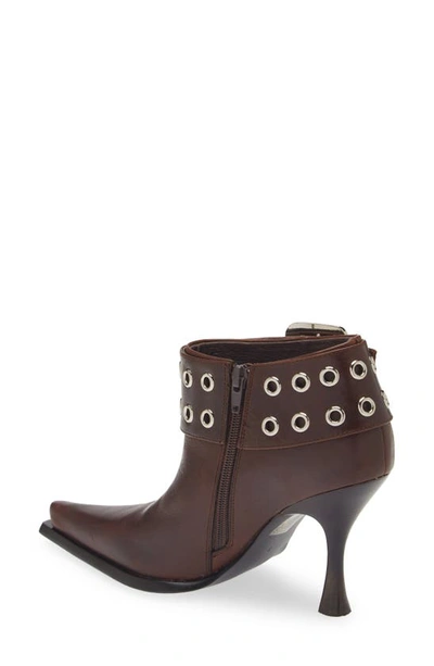 Shop Jeffrey Campbell Elite Pointed Toe Bootie In Brown Distressed Silver