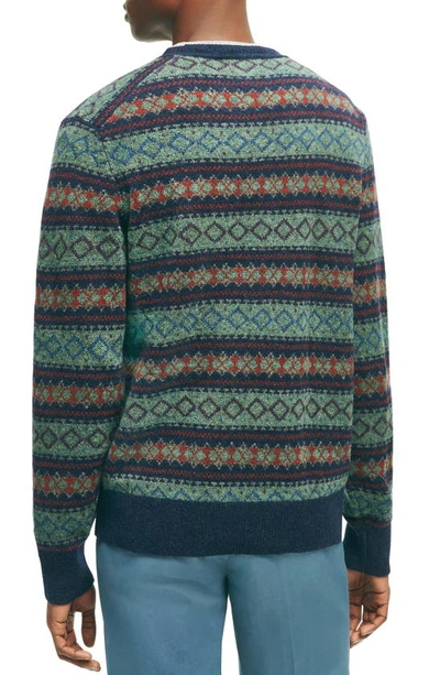 Shop Brooks Brothers Geometric Stripe Crewneck Sweater In Vintage Fi